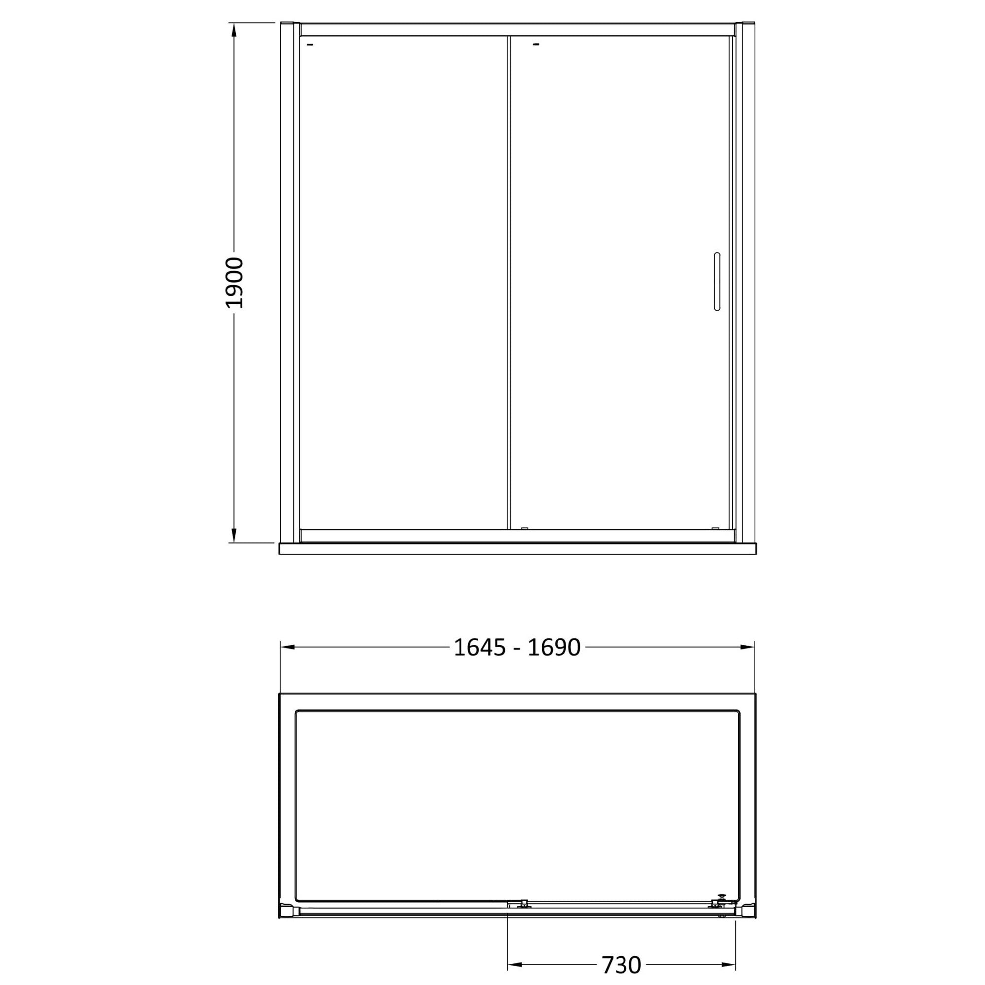 1700mm Sliding Shower Door Matt Black Lume Contemporary 1900mm 8mm Glass
