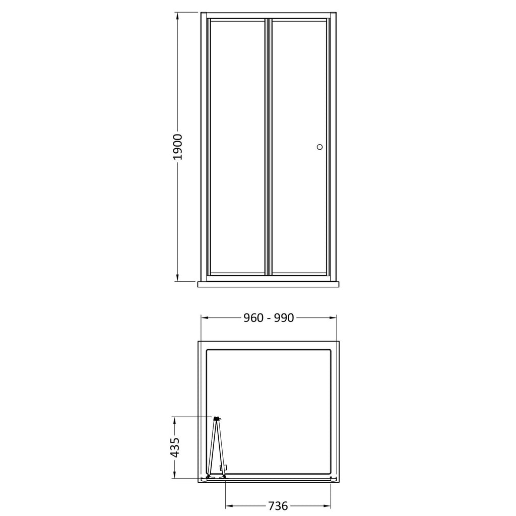 Aura 1900 X 1000mm Bi-fold Shower Door Chrome Contemporary 4mm Glass