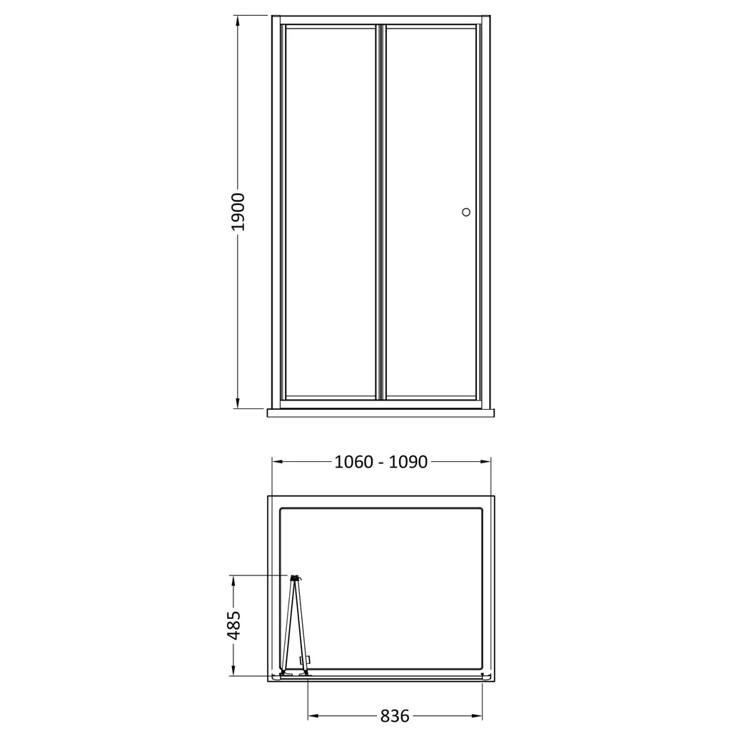 Aura 1900 X 1100mm Bi-fold Shower Door Chrome Contemporary 4mm Glass