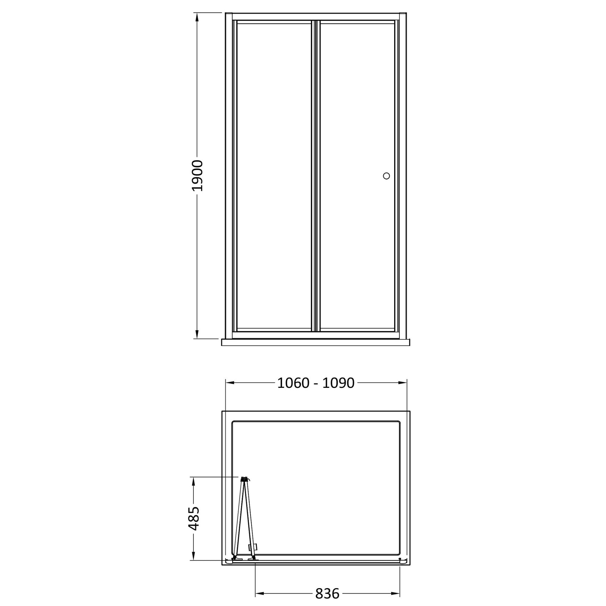 Aura 1900 X 1100mm Bi-fold Shower Door Chrome Contemporary 4mm Glass