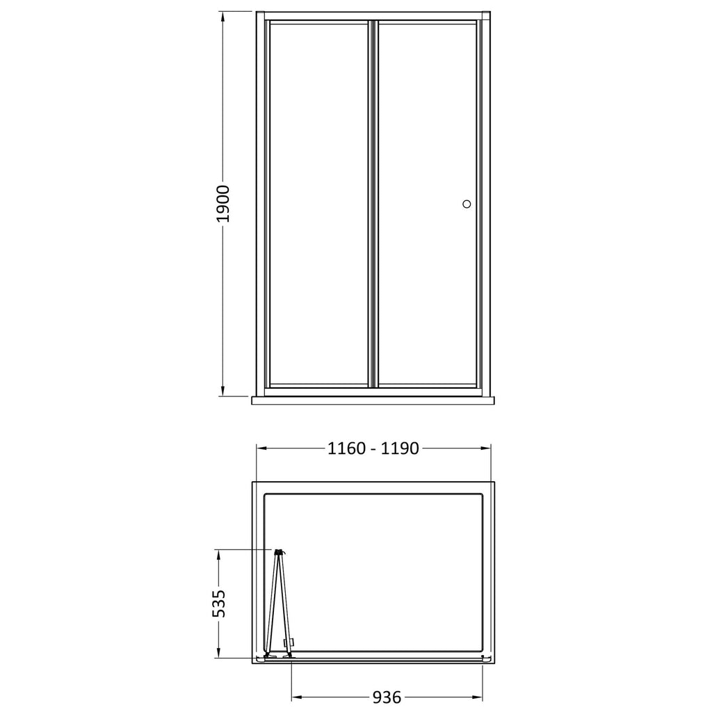 Aura 1900 X 1200mm Bi-fold Shower Door Chrome Contemporary 4mm Glass