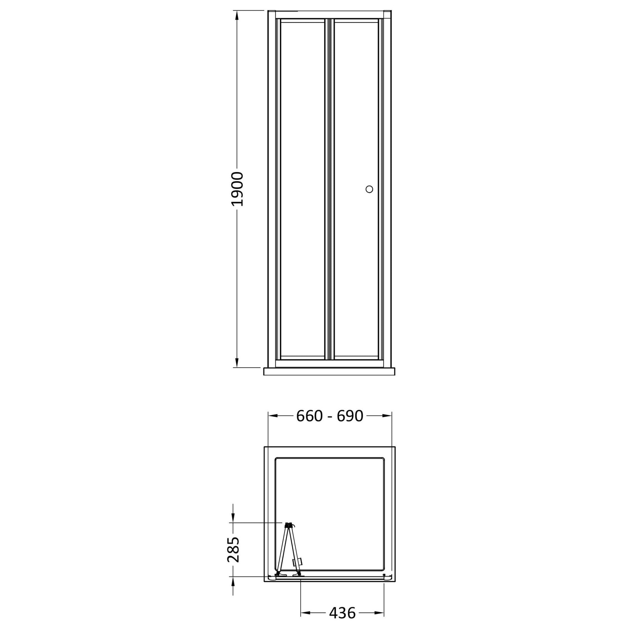 Aura 1900 X 700mm Bi-fold Shower Door Matt Black Contemporary 4mm Glass