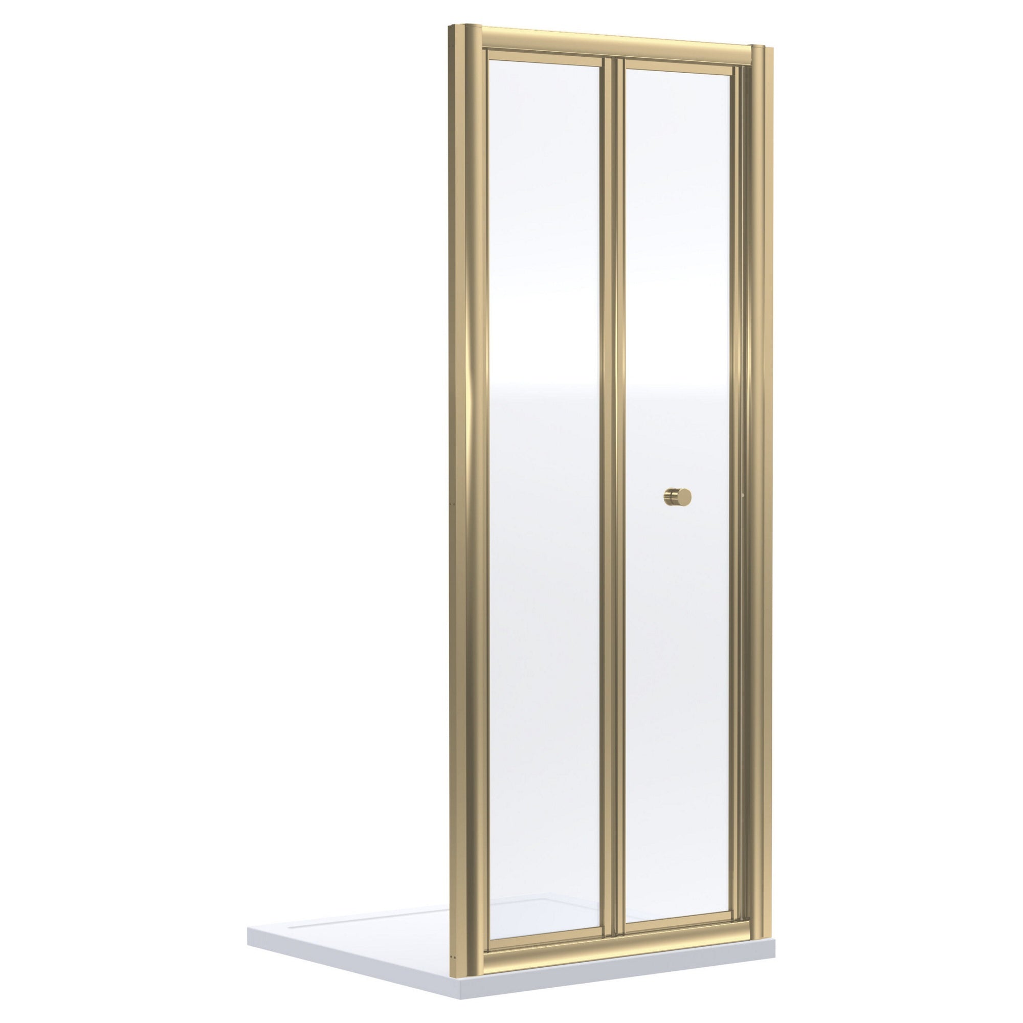 Aura 1900 X 800mm Bi-fold Shower Door Brushed Brass Contemporary 4mm Glass
