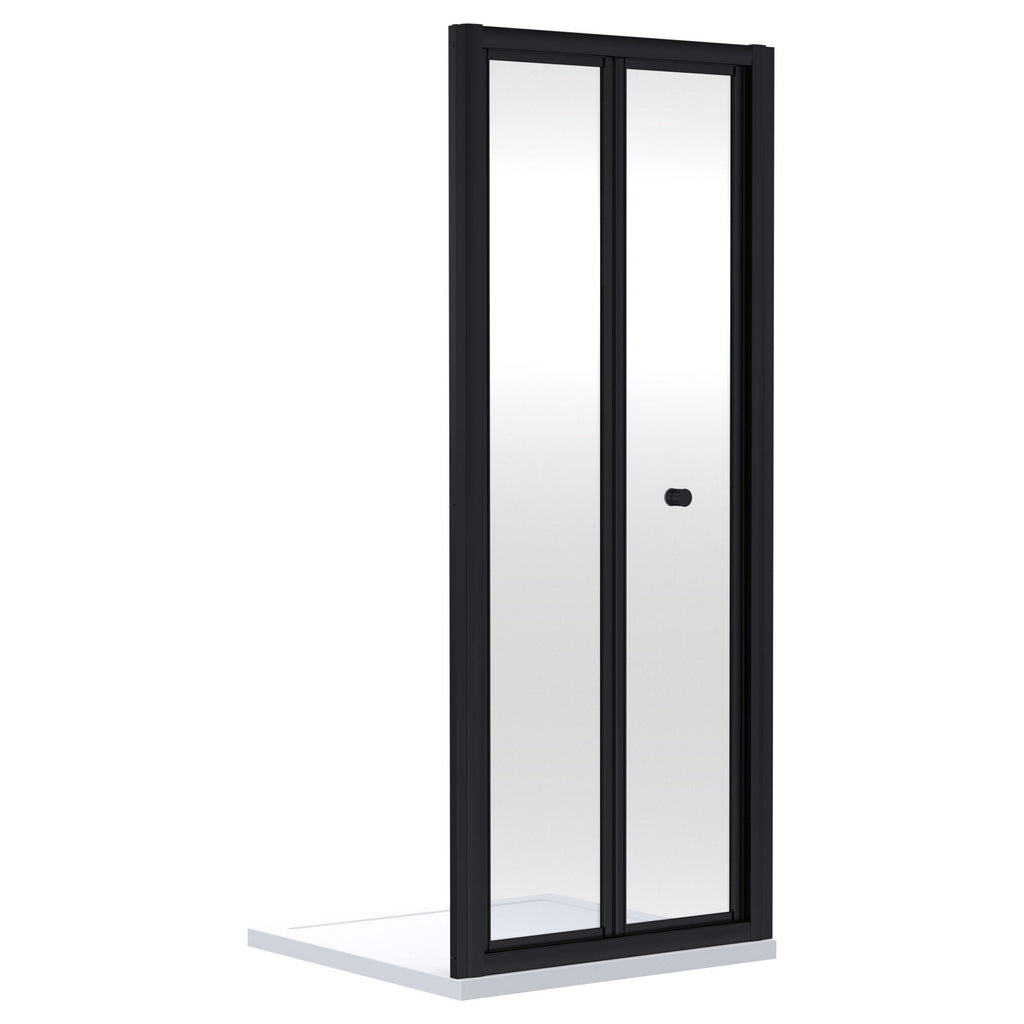 Aura 1900 X 800mm Bi-fold Shower Door Matt Black Contemporary 4mm Glass