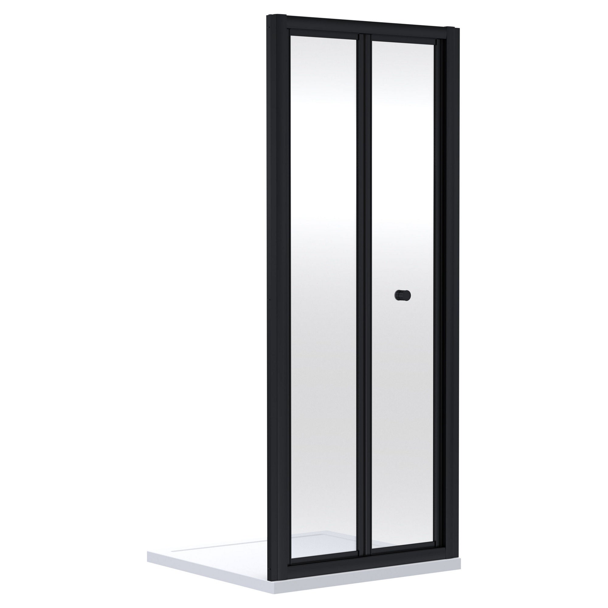Aura 1900 X 800mm Bi-fold Shower Door Matt Black Contemporary 4mm Glass