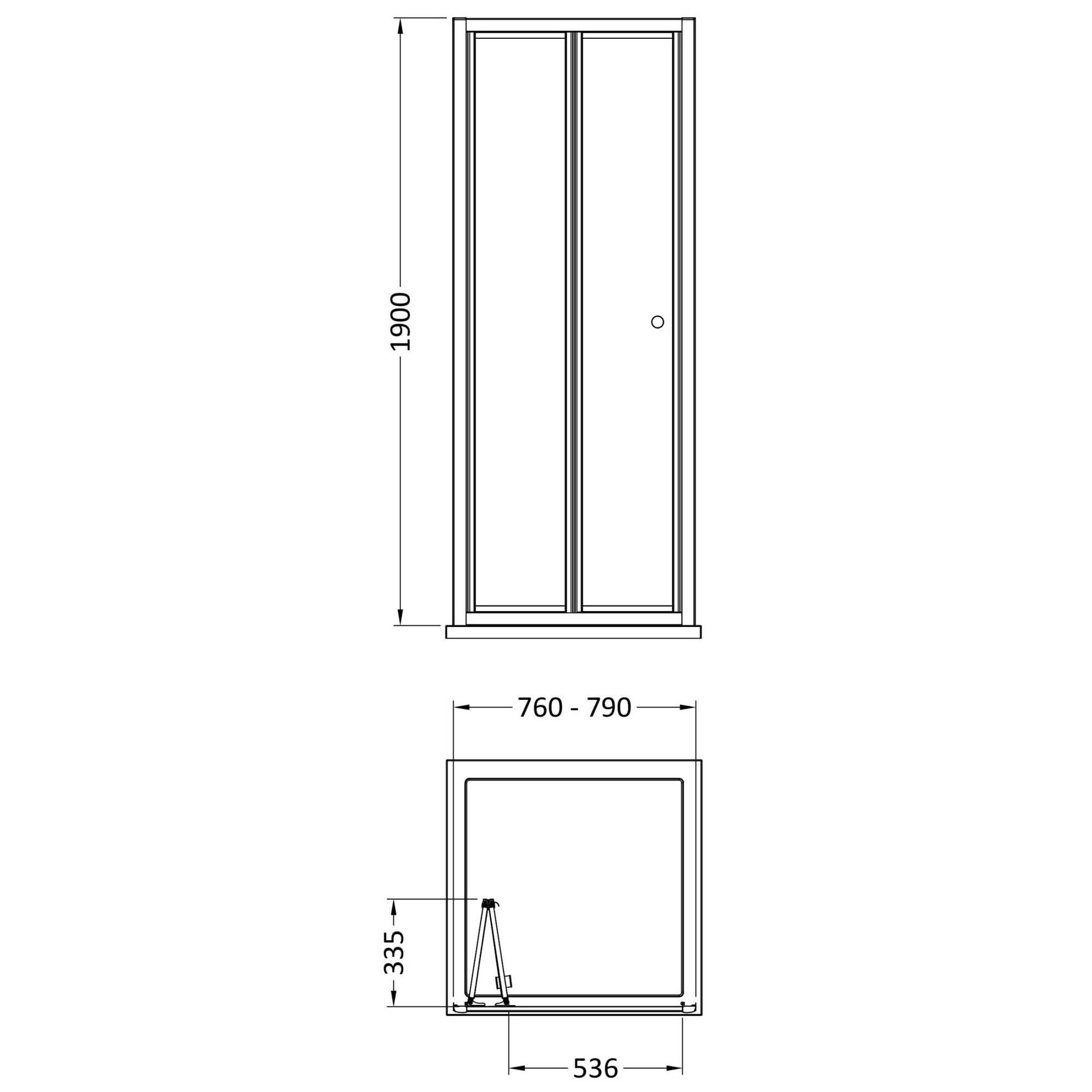 Aura 1900 X 800mm Bi-fold Shower Door Matt Black Contemporary 4mm Glass