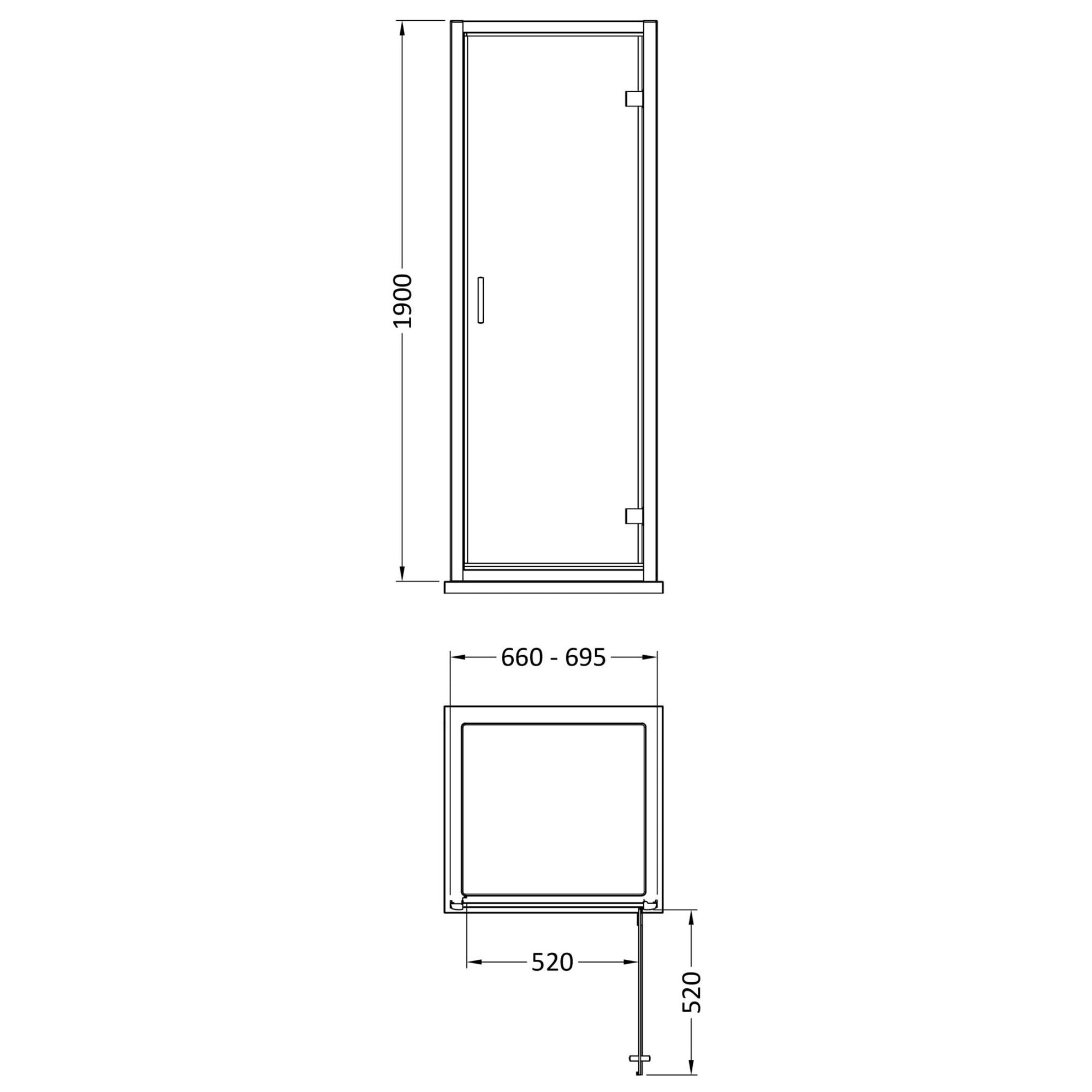 Aura 1900 X 700mm Hinged Shower Door Chrome Contemporary 6mm Glass