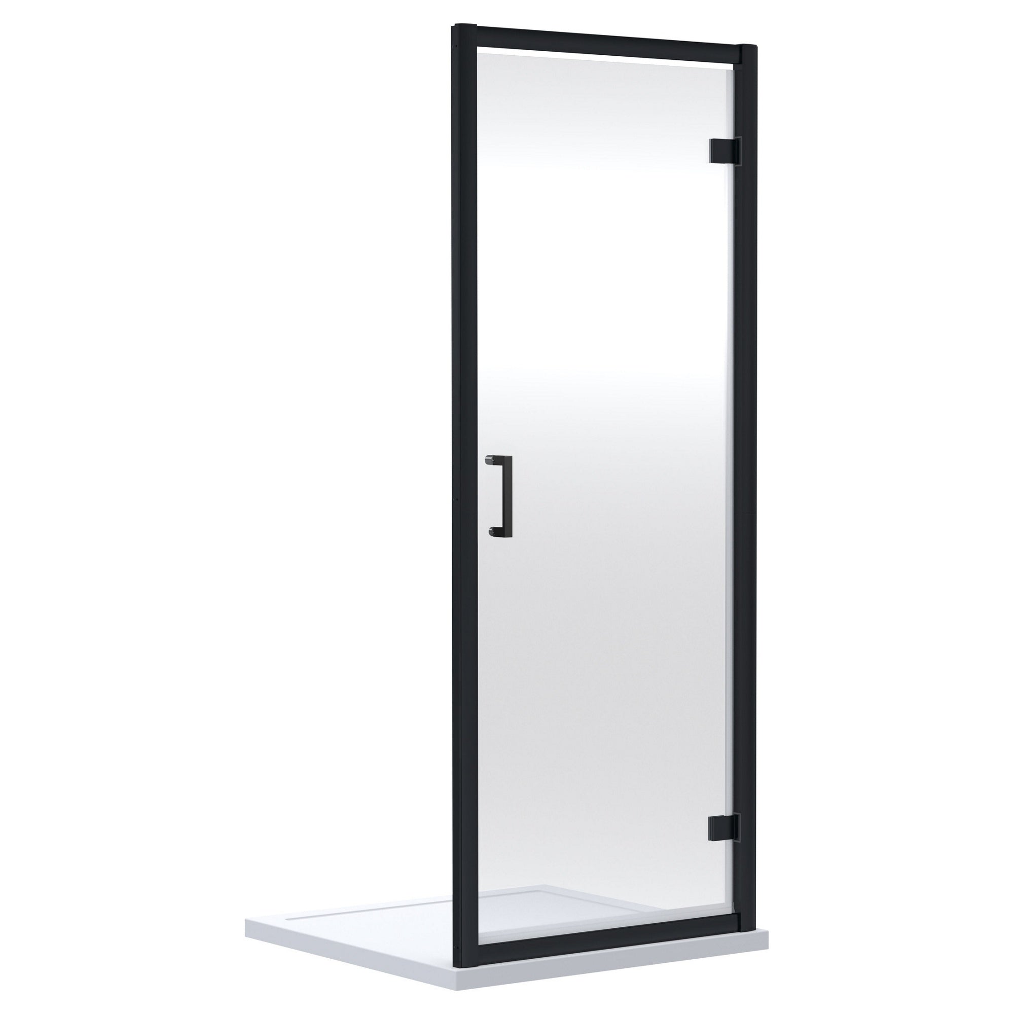 Aura 1900 X 700mm Hinged Shower Door Matt Black Contemporary 6mm Glass