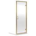 Aura 1900 X 800mm Hinged Shower Door Brushed Brass Contemporary 6mm Glass