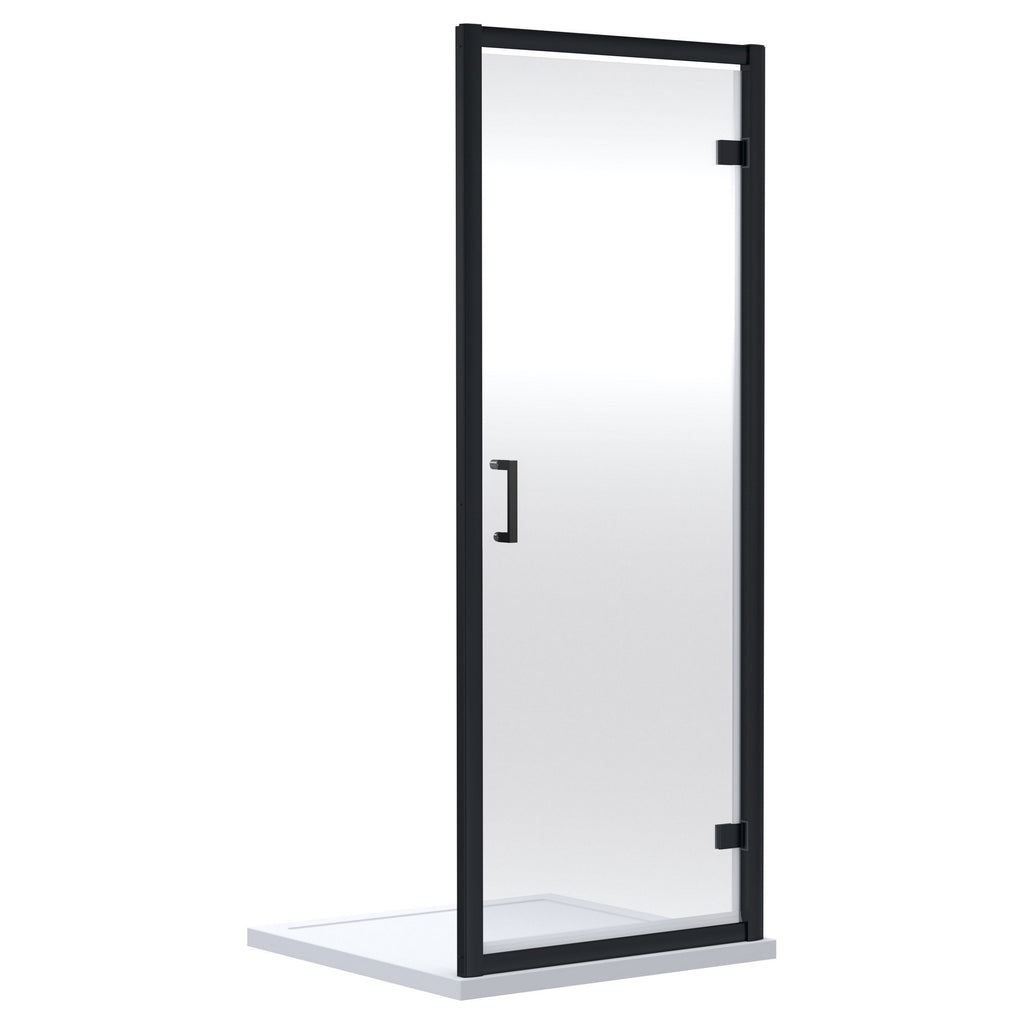 Aura 1900 X 900mm Hinged Shower Door Matt Black 6mm Glass Contemporary