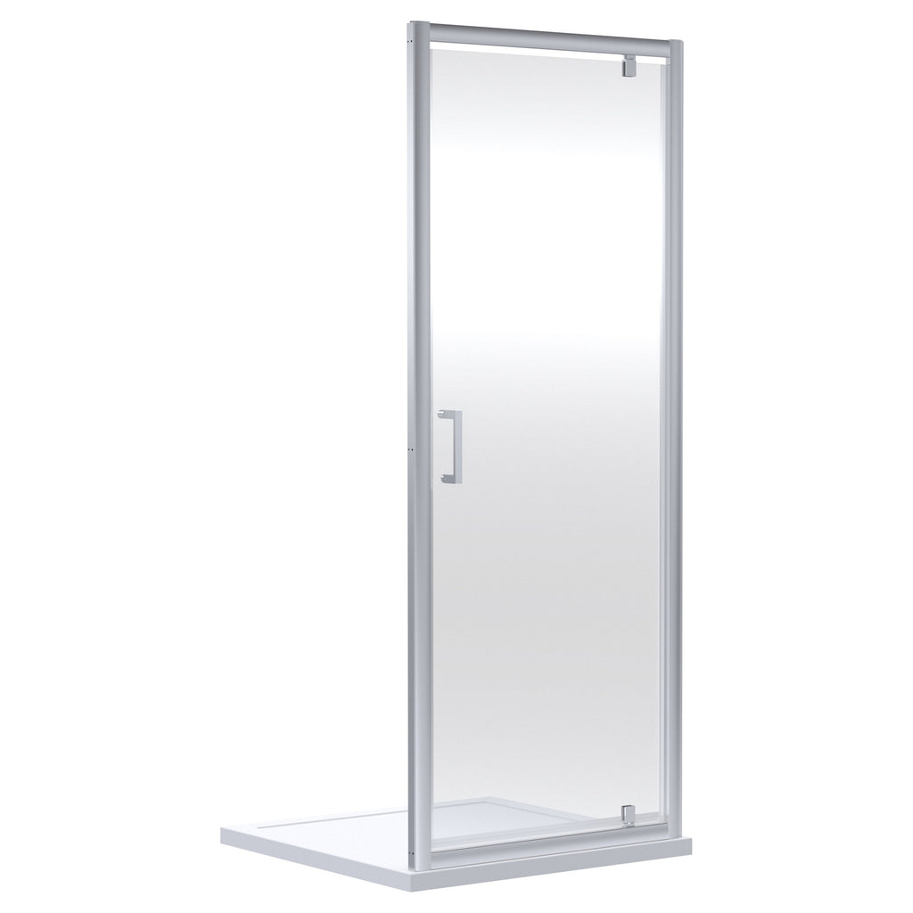 Aura 1900 X 760mm Pivot Shower Door Chrome 6mm Glass Contemporary