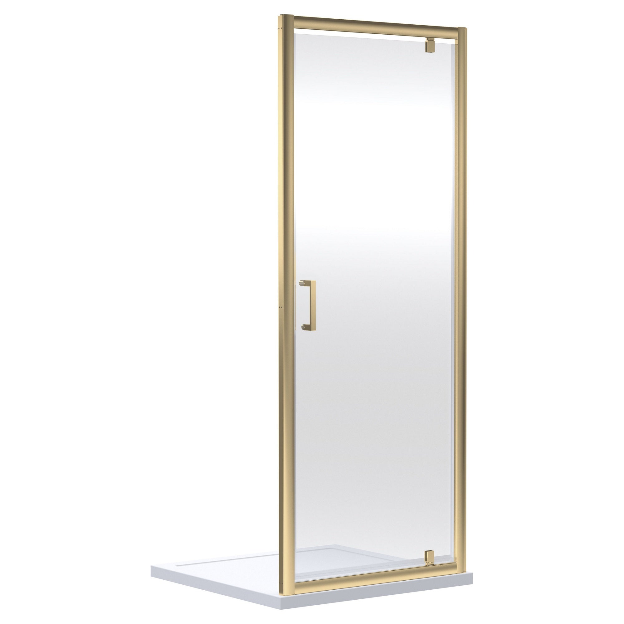 Aura 1900 X 800mm Pivot Shower Door Brushed Brass 6mm Glass Contemporary