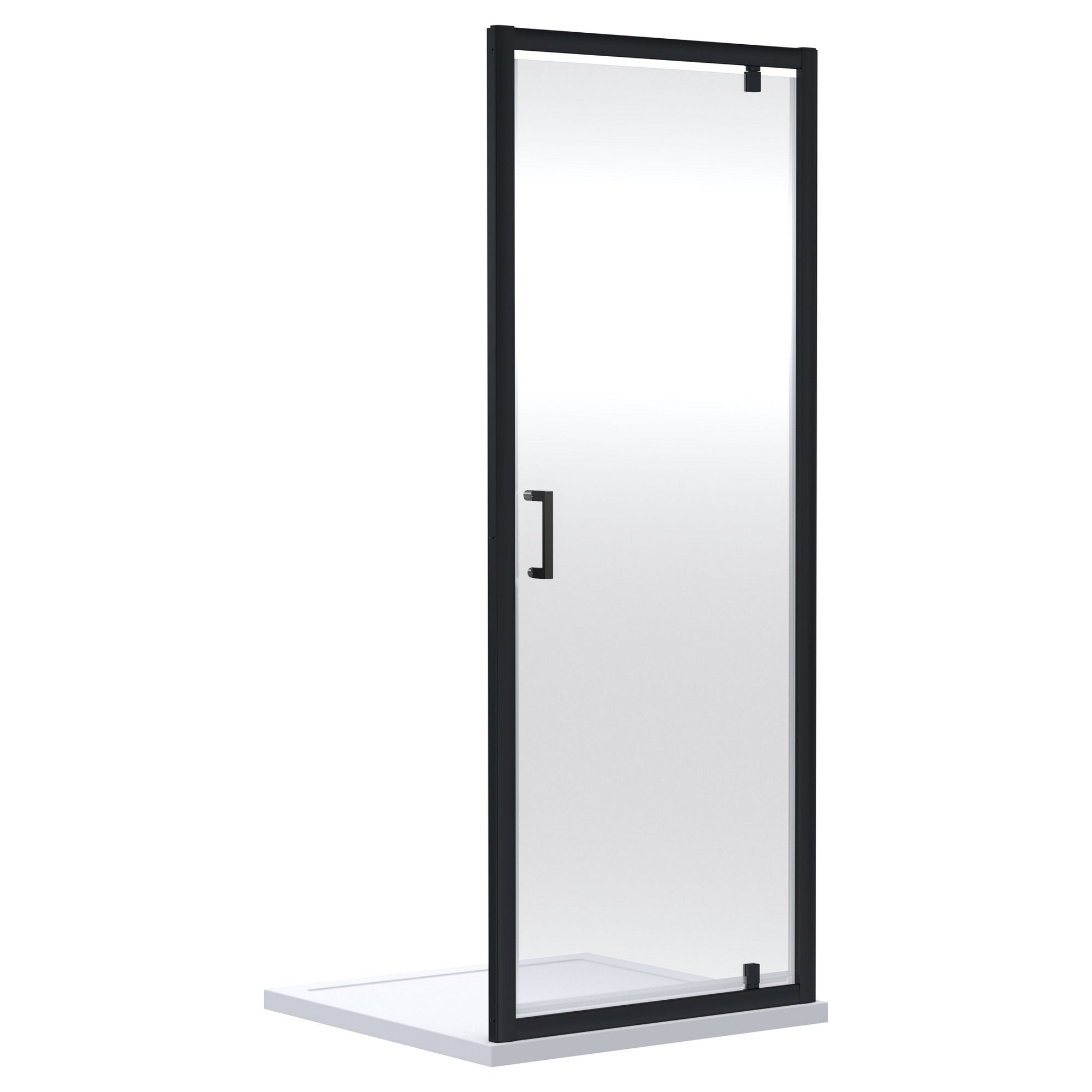 Aura 1900 X 800mm Pivot Shower Door Matt Black 6mm Glass Contemporary