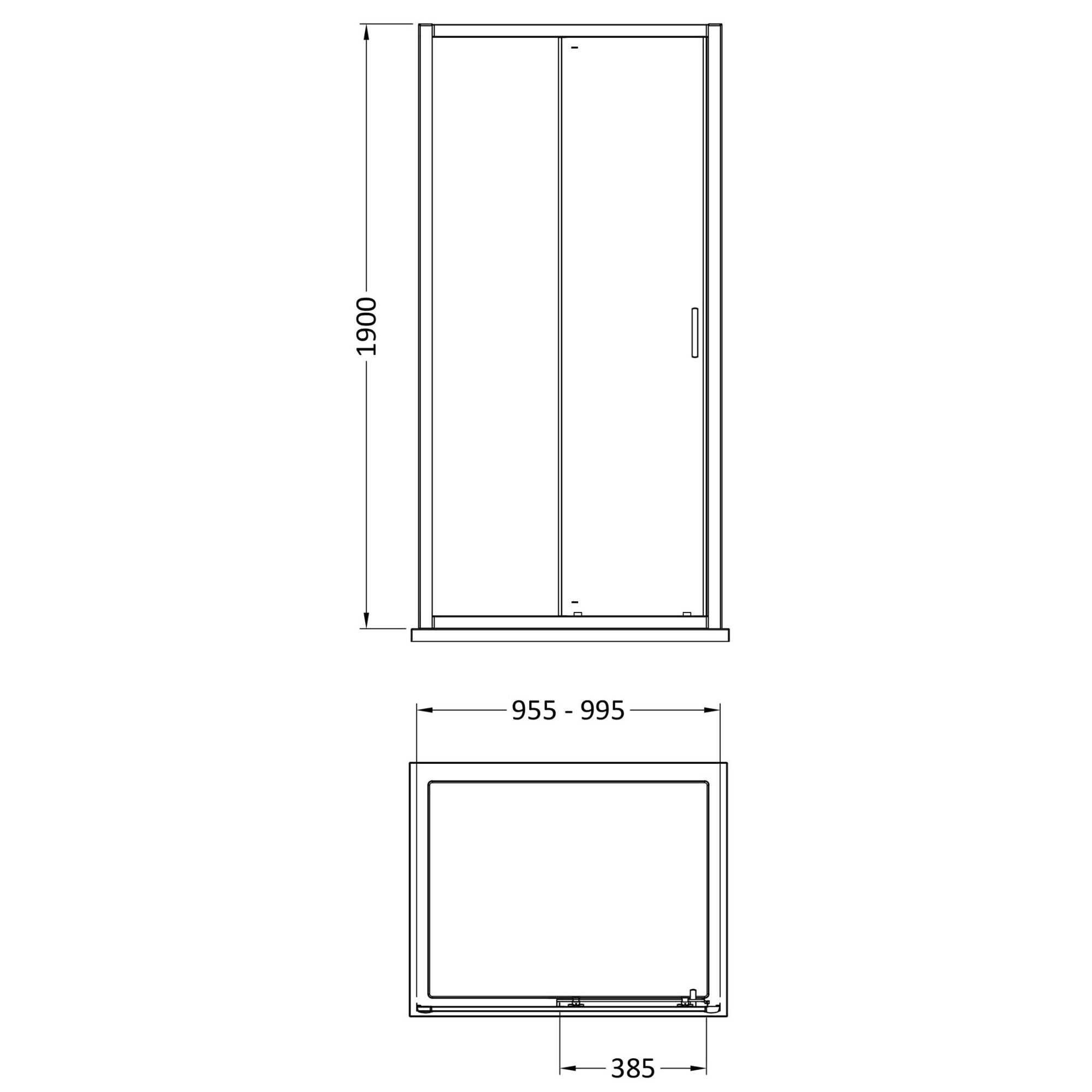 Aura 1900 X 1000mm Sliding Shower Door Matt Black 6mm Glass Contemporary