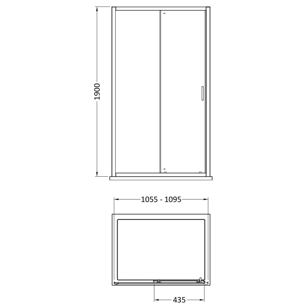 Aura 1900 X 1100mm Sliding Shower Door Matt Black 6mm Glass Contemporary