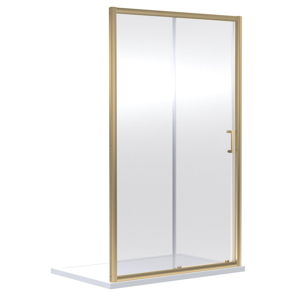 Aura 1900 X 1200mm Sliding Shower Door Brushed Brass 6mm Glass Contemporary