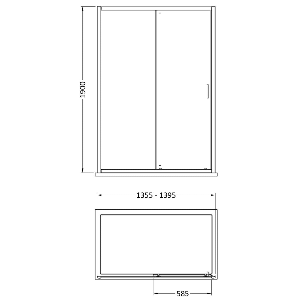 Aura 1900 X 1400mm Sliding Shower Door Matt Black 6mm Glass