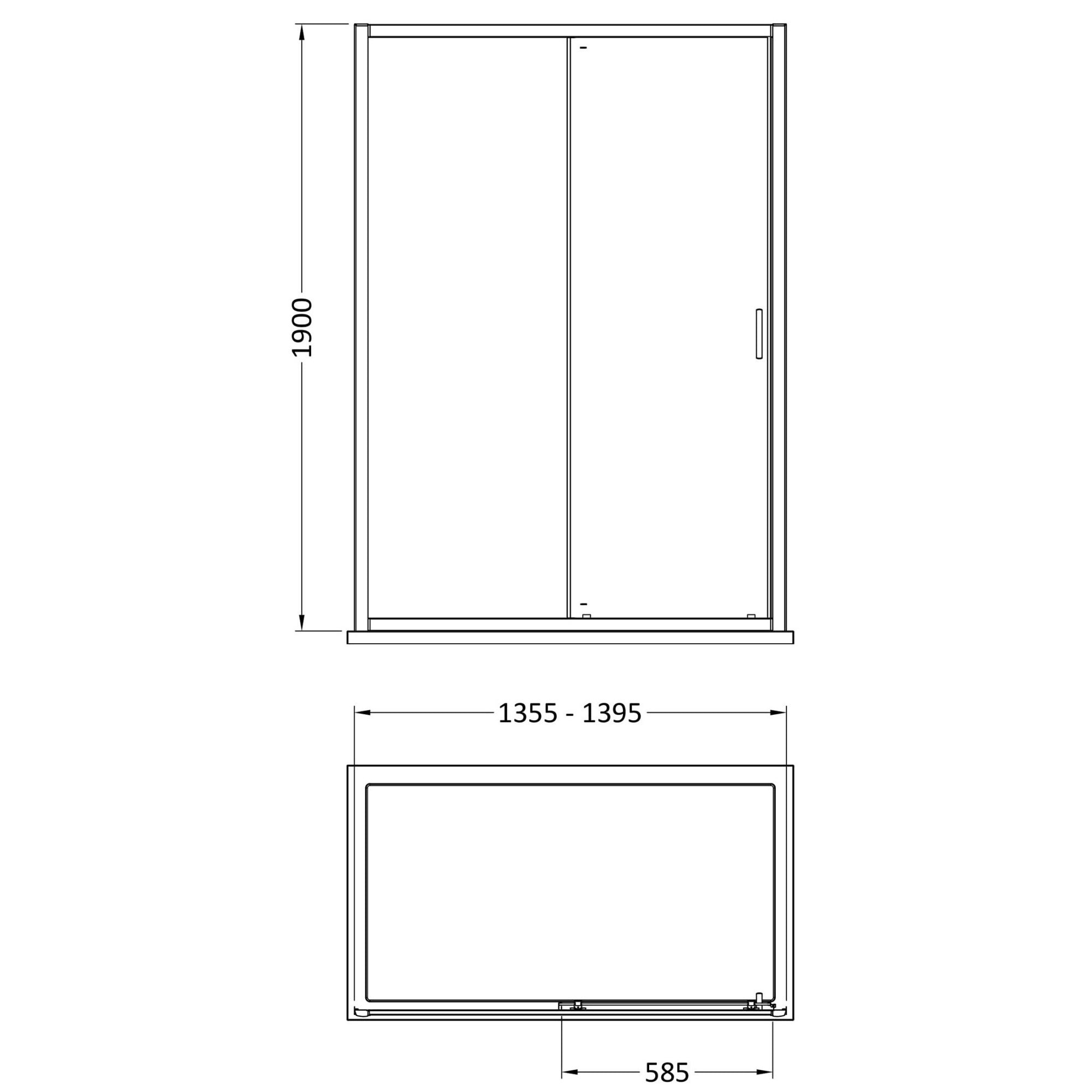Aura 1900 X 1400mm Sliding Shower Door Matt Black 6mm Glass