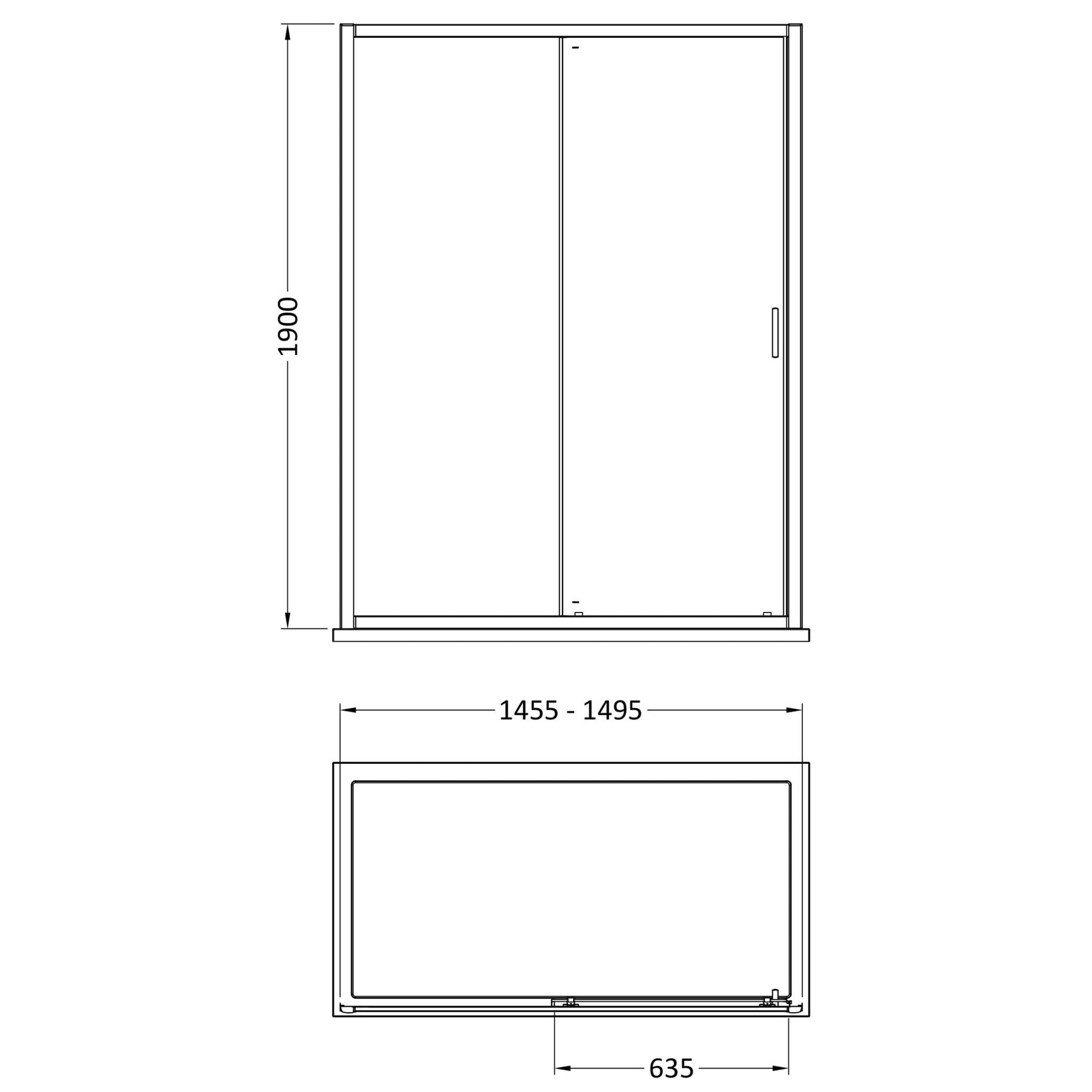 Aura 1900 X 1500mm Sliding Shower Door Chrome 6mm Glass