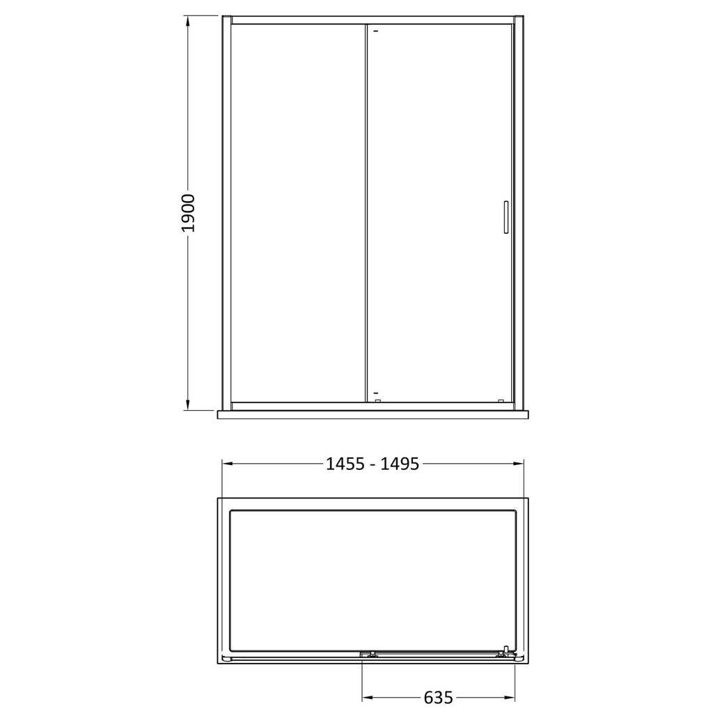 Aura 1900 X 1500mm Sliding Shower Door Brushed Brass 6mm Glass