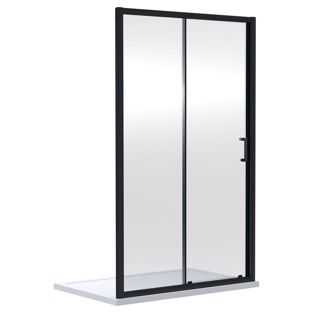 Aura 1900 X 1500mm Sliding Shower Door Matt Black 6mm Glass