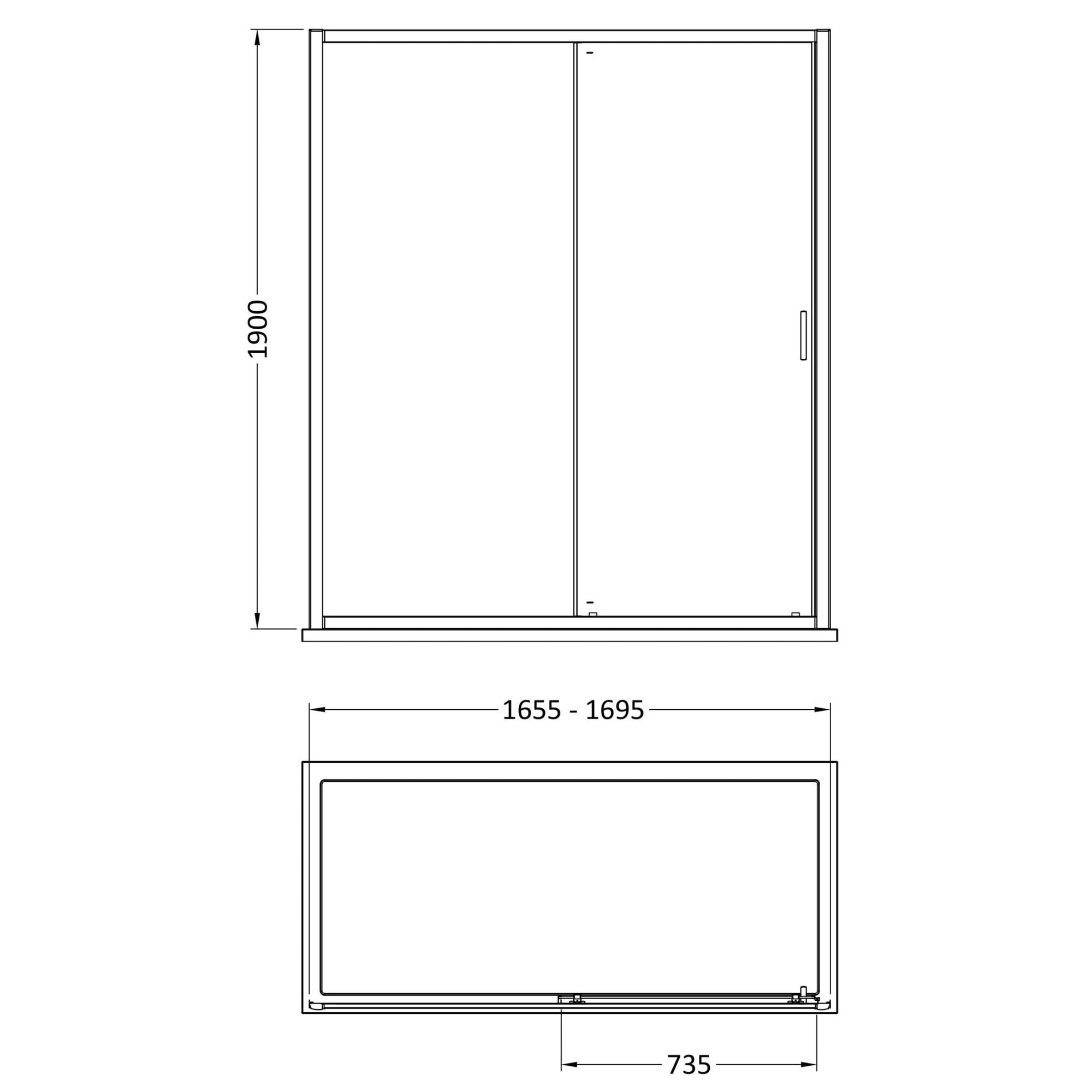 Aura 1900 X 1700mm Sliding Shower Door Brushed Brass 6mm Glass