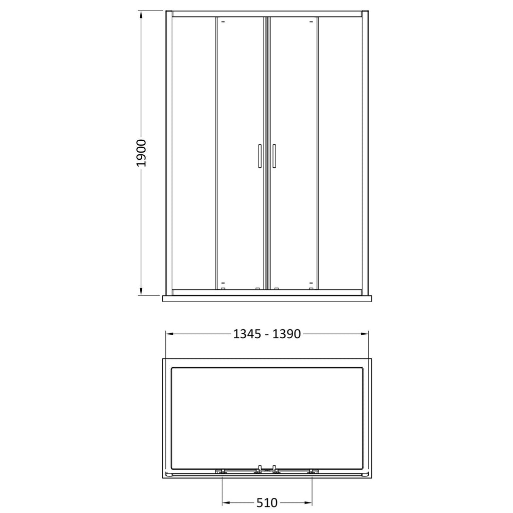 Aura 1900 X 1400mm Double Sliding Shower Door Chrome 6mm Glass