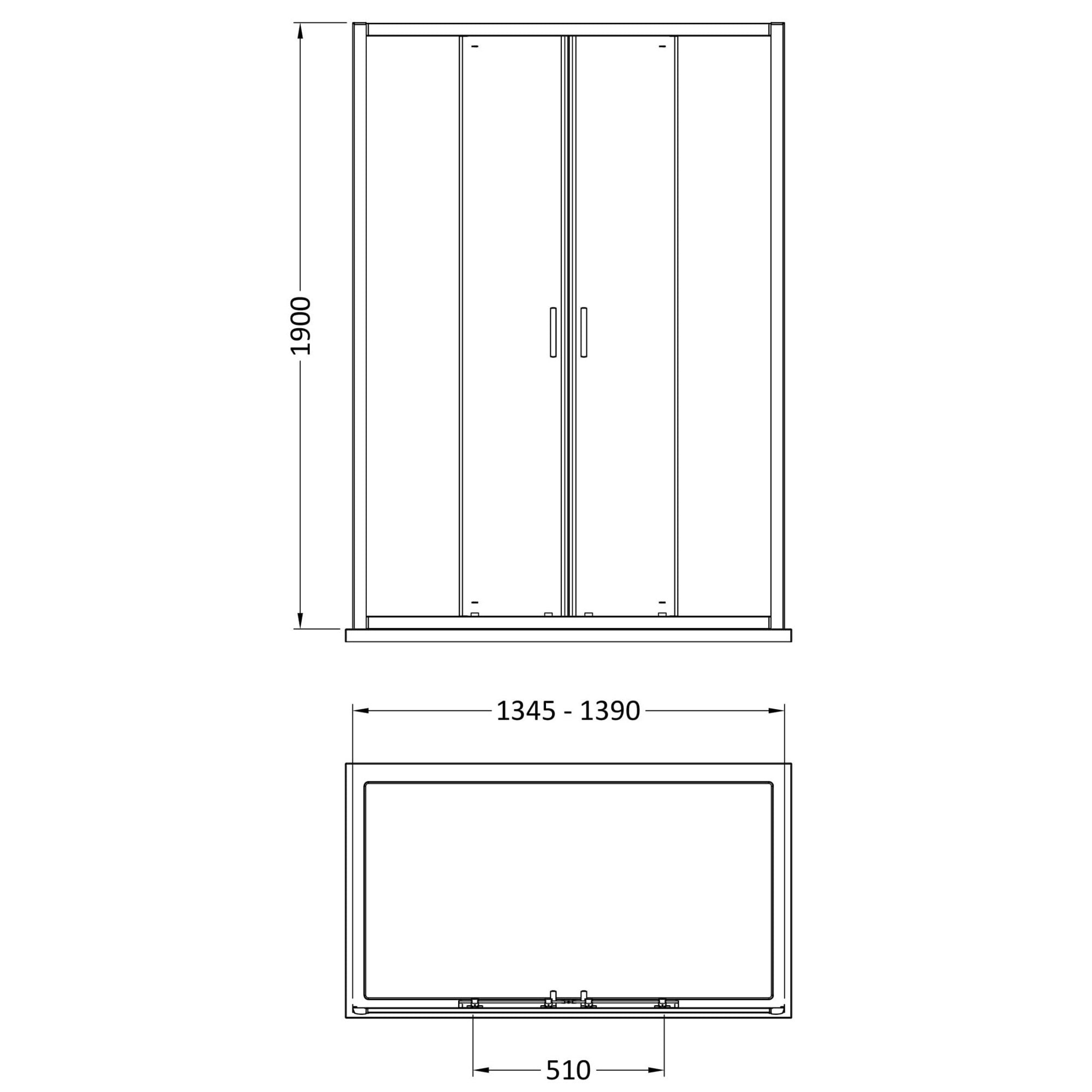 Aura 1900 X 1400mm Double Sliding Shower Door Chrome 6mm Glass