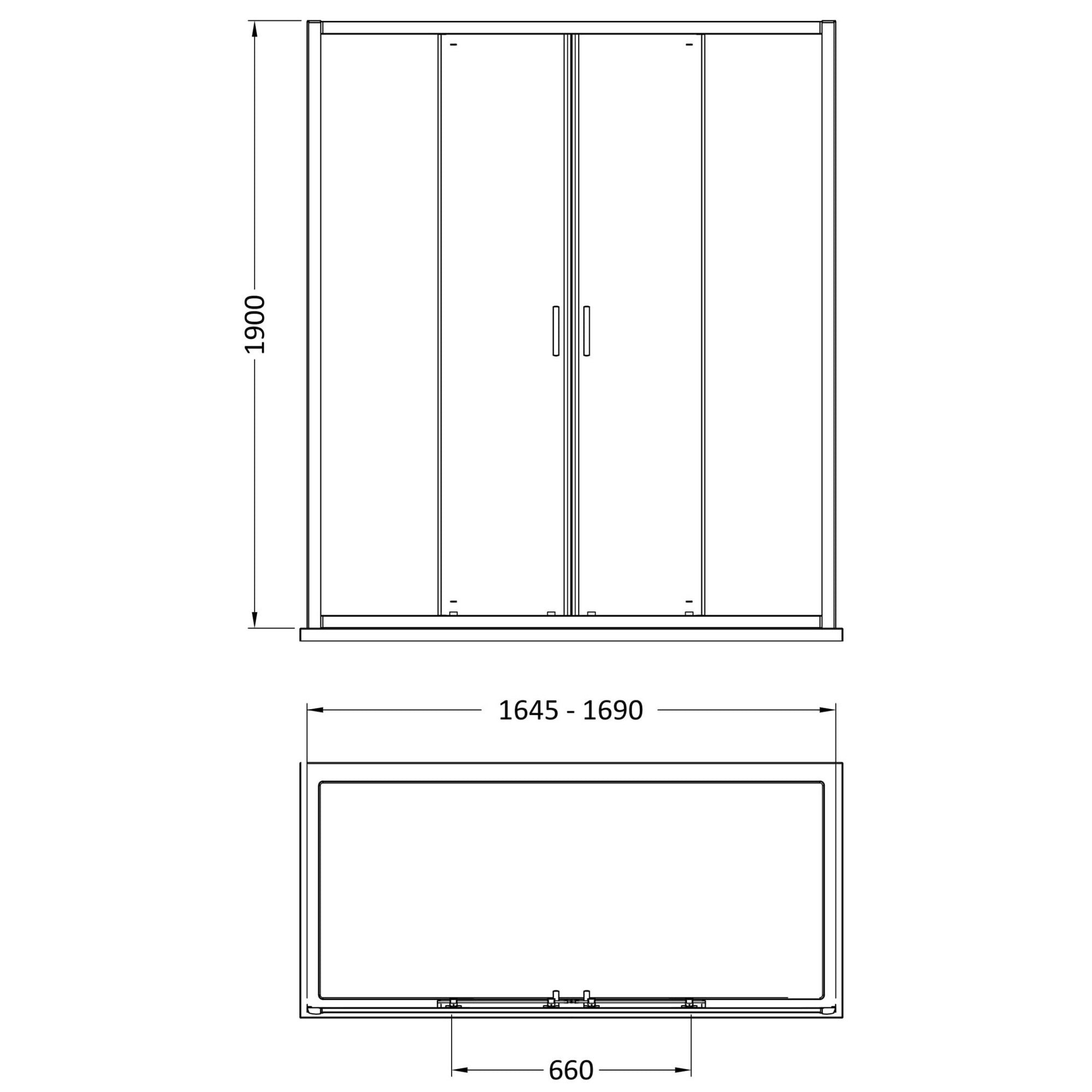 Aura 1900 X 1700mm Double Sliding Shower Door Chrome 6mm Glass