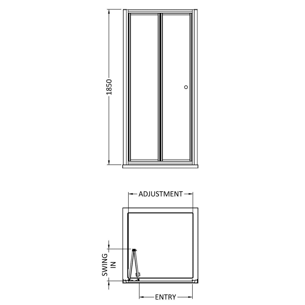 Lyra 1850 X 760mm Bi-folding Shower Door Chrome 4mm Glass
