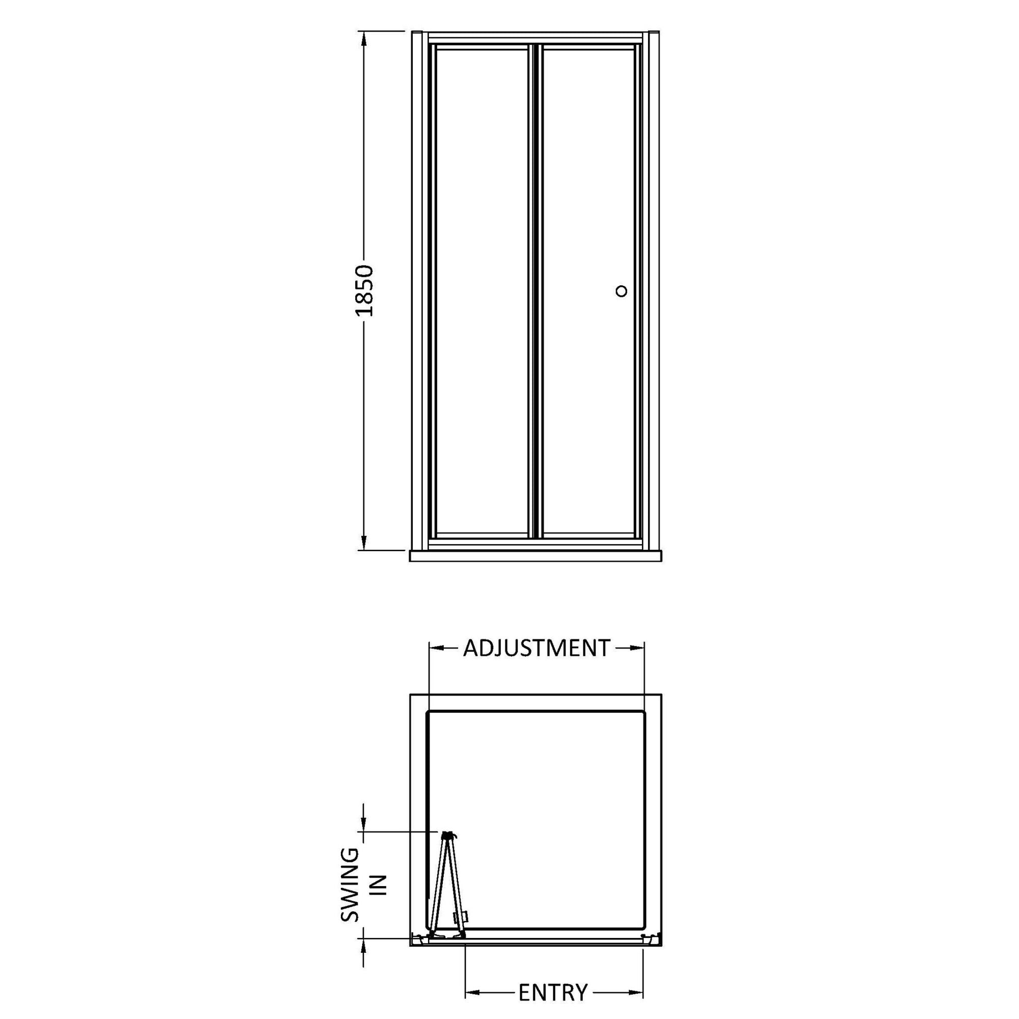 Lyra 1850 X 900mm Bi-folding Shower Door Chrome 4mm Glass