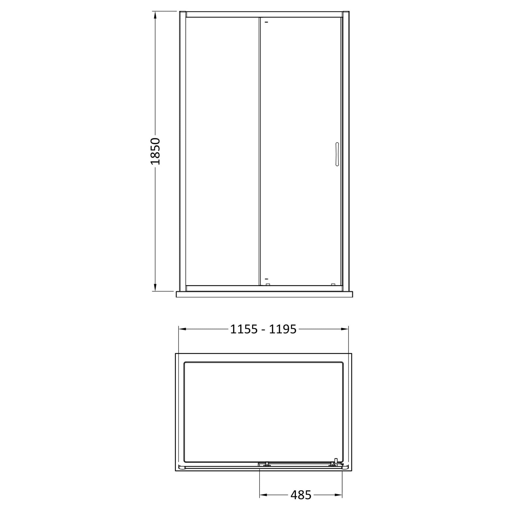 Lyra 1850 X 1200mm Sliding Shower Door Chrome 5mm Glass Contemporary Enclosure