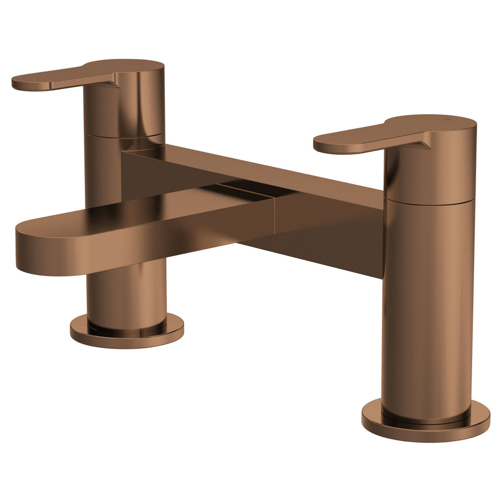 Aurelis Contemporary Brushed Bronze Deck Mounted Bath Filler 2 Tap Hole