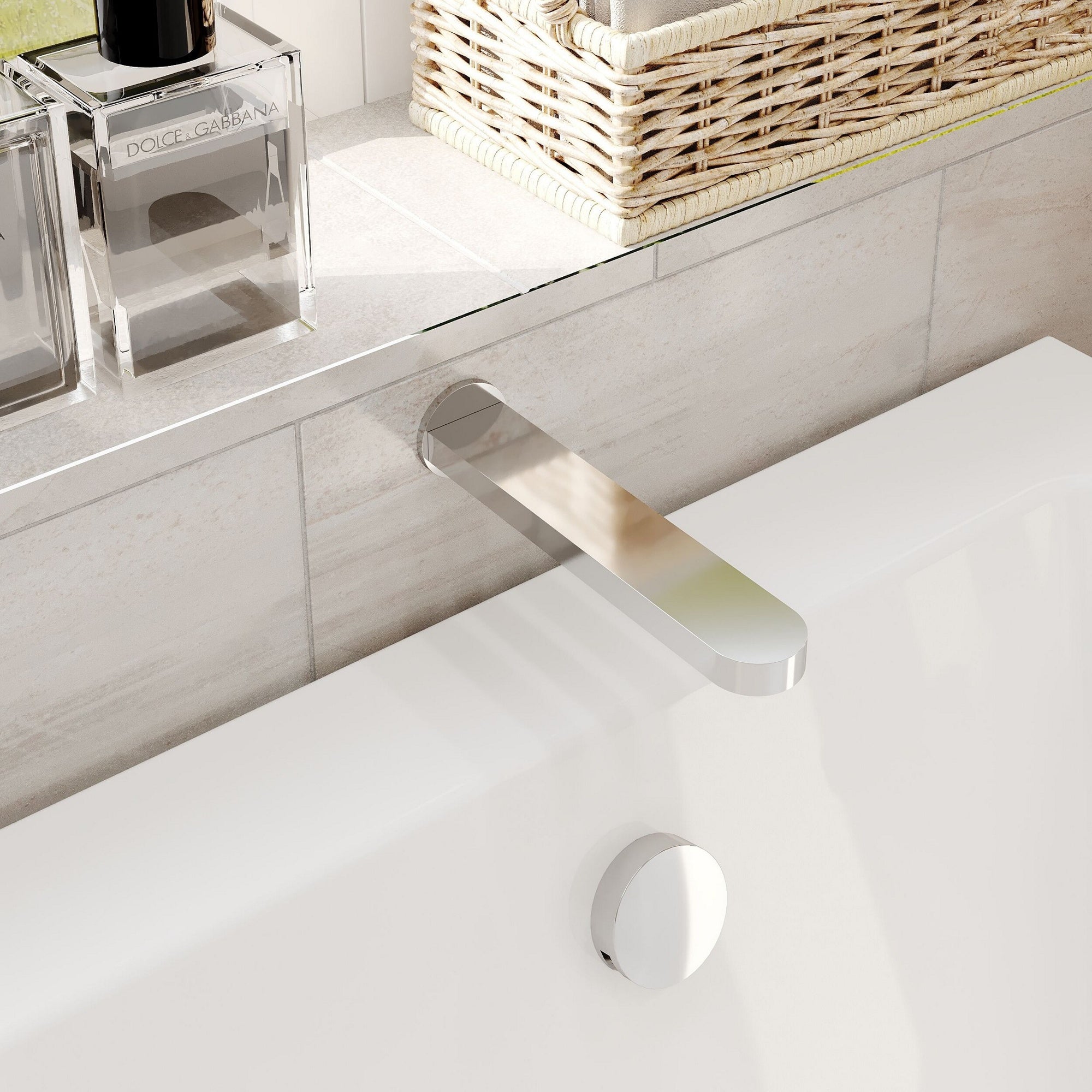 Aurelis Contemporary Chrome Wall Mounted Bath Spout 1 Tap Hole