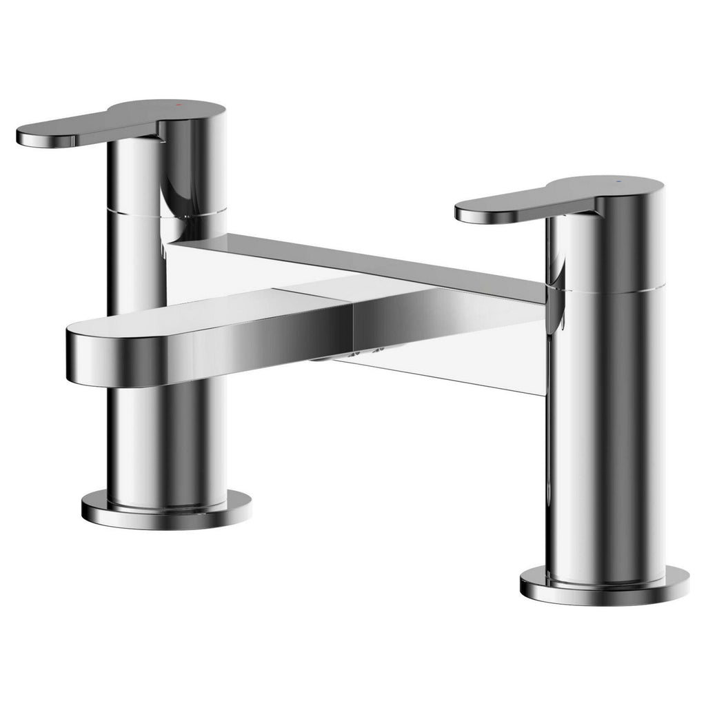 Aurelis Contemporary Chrome Deck Mounted Bath Filler 2 Tap Hole