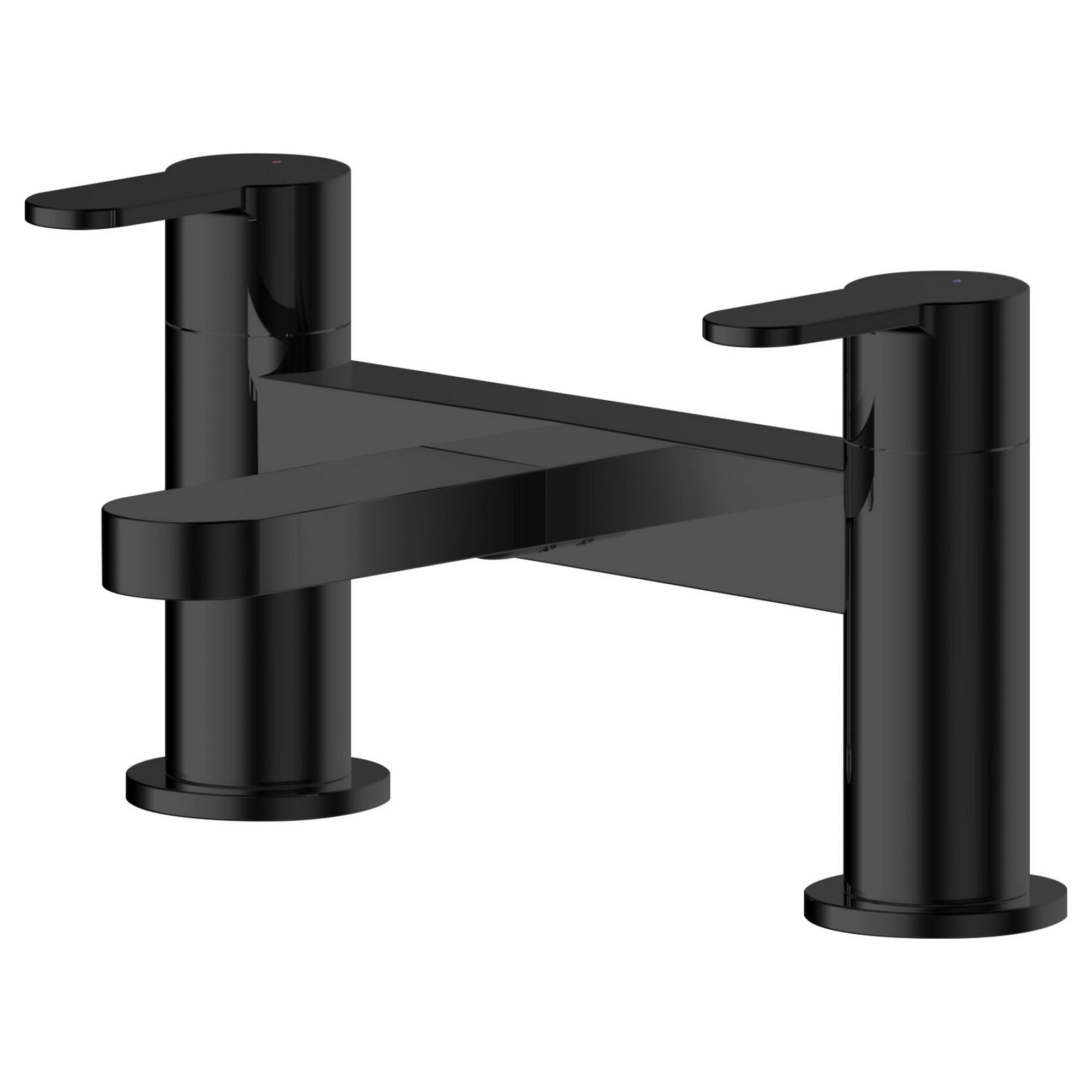 Aurelis Contemporary Matt Black Deck Mounted Bath Filler 2 Tap Hole