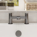 Aurelis Contemporary Brushed Pewter Deck Mounted Bath Filler 2 Tap Hole