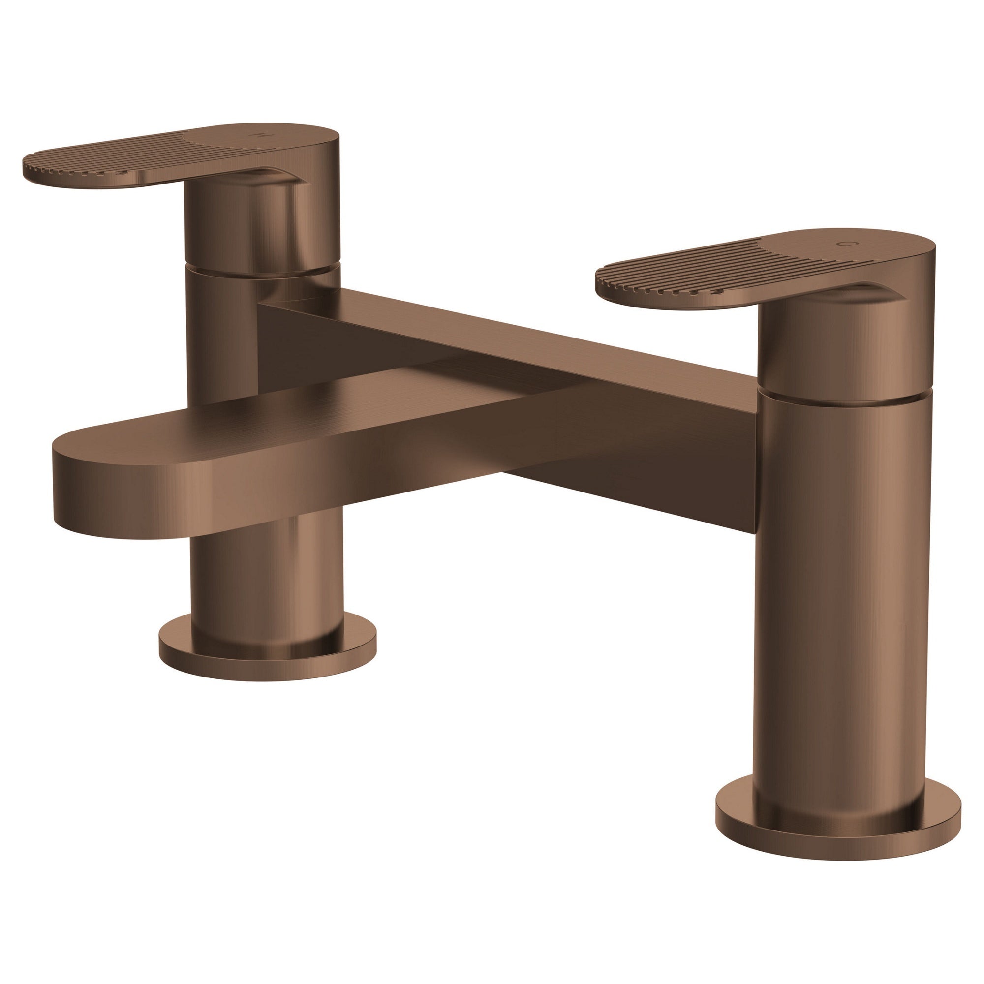 Vellora Contemporary Brushed Bronze Deck Mounted Bath Filler 2 Tap Hole