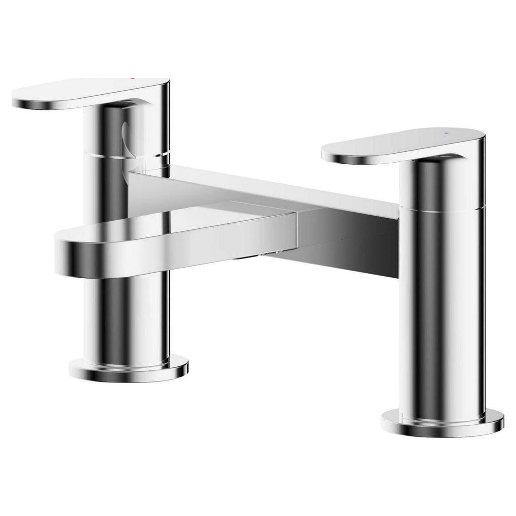Vellora Contemporary Chrome Deck Mounted Bath Filler 2 Tap Hole