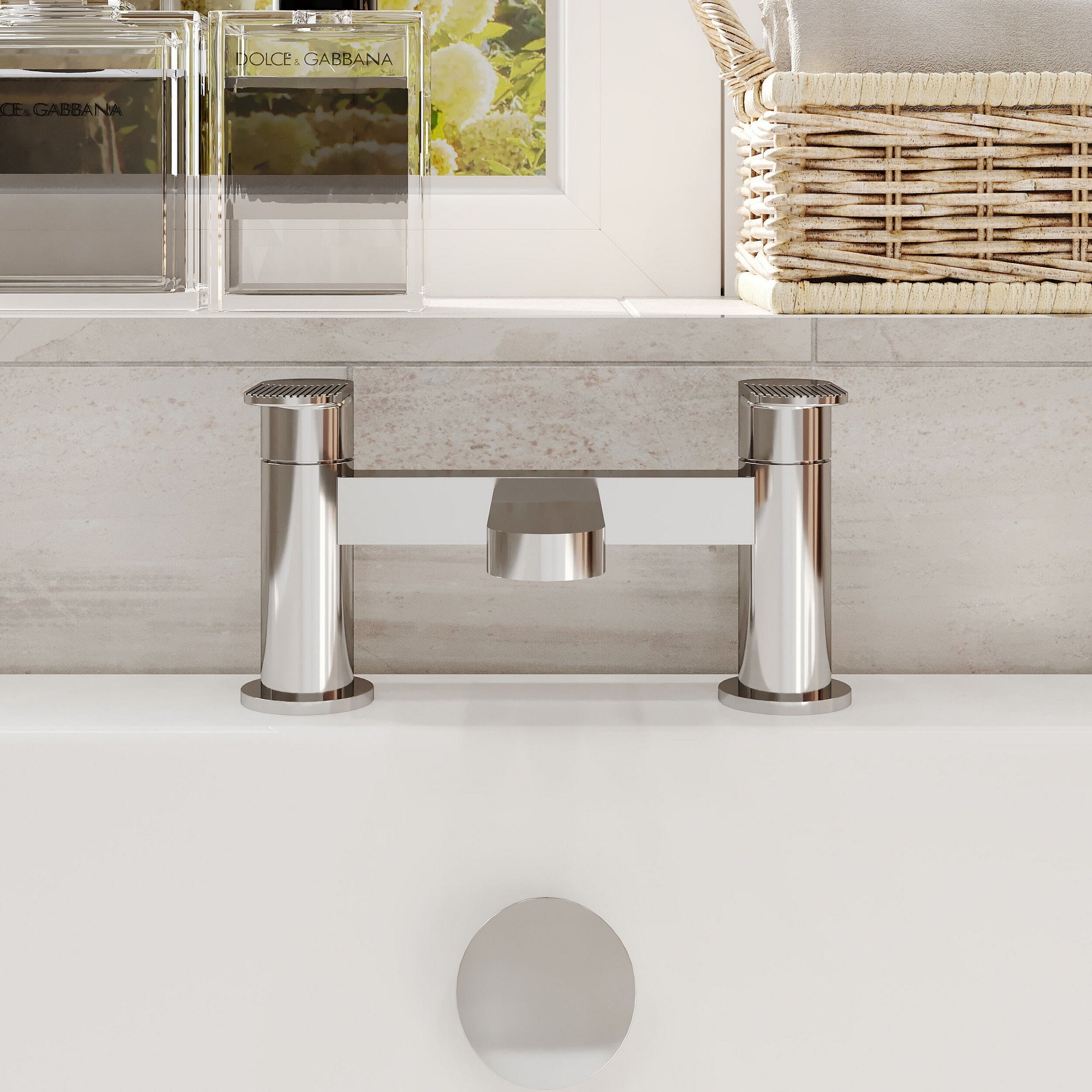 Aion Contemporary Chrome Deck Mounted Bath Filler 1 Tap Hole