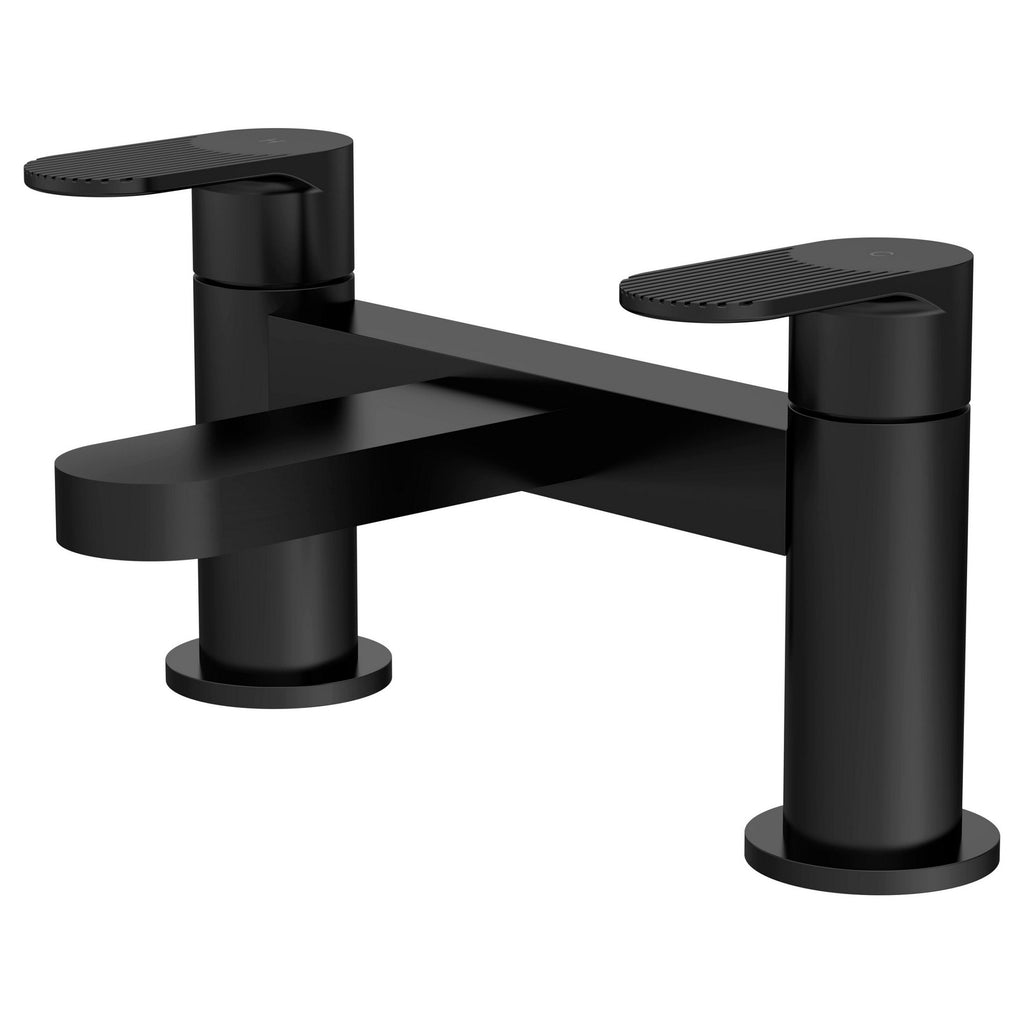 Aion Contemporary Matt Black Deck Mounted Bath Filler 1 Tap Hole