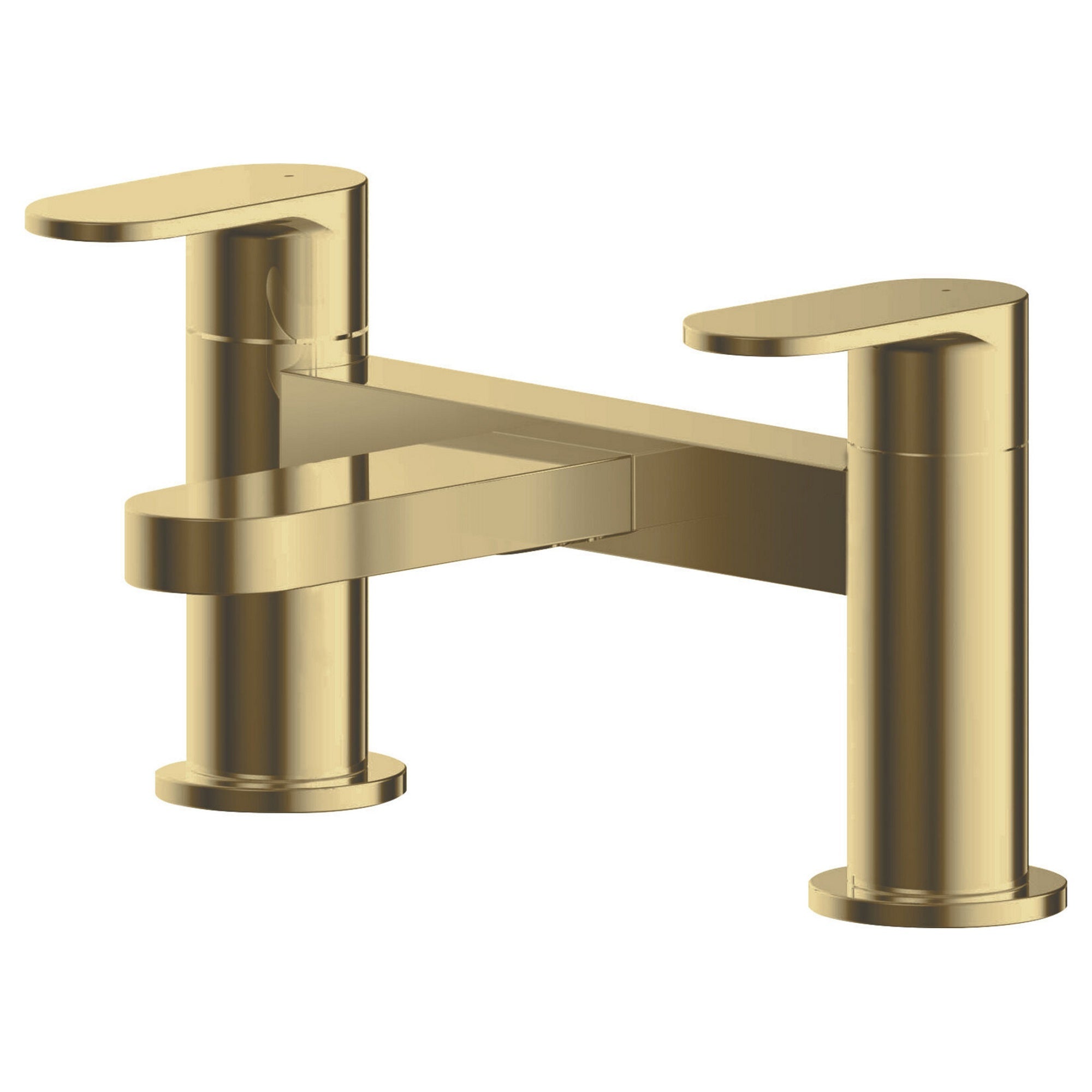 Vellora Contemporary Brushed Brass Deck Mounted Bath Filler 2 Tap Hole