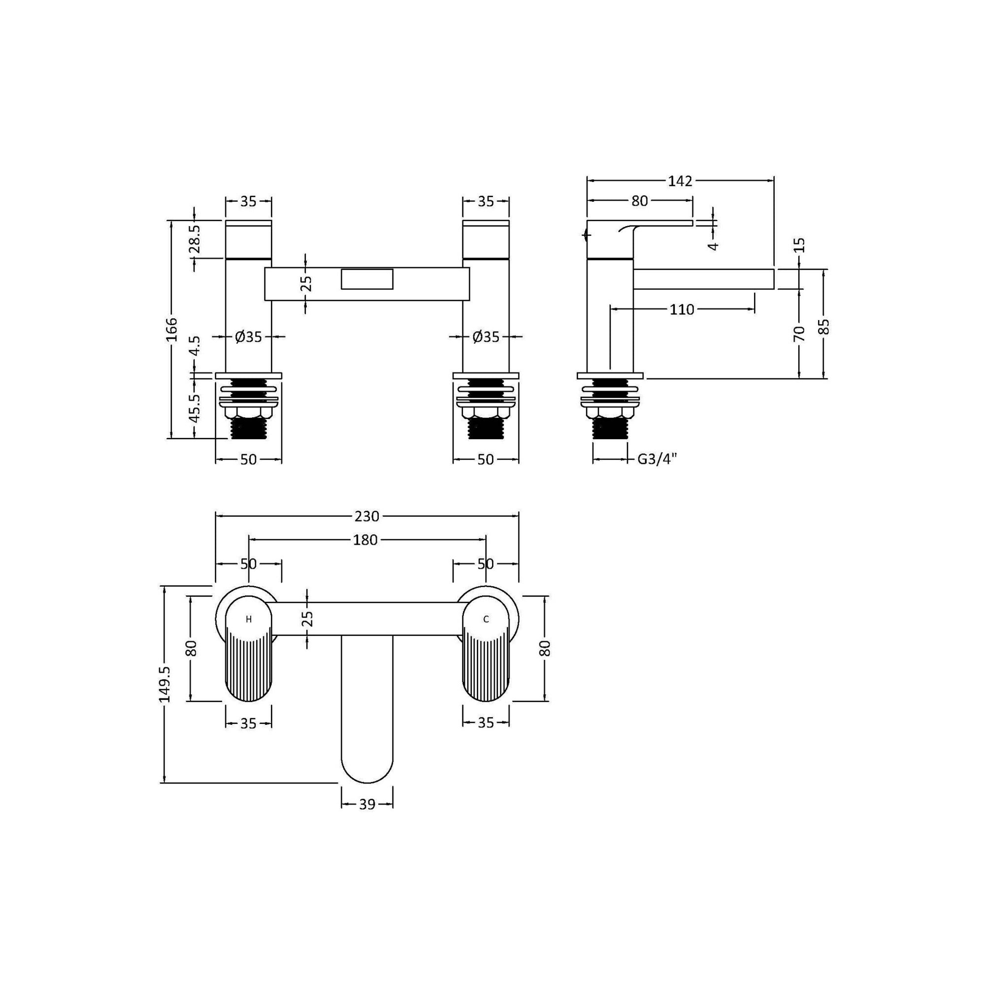 Aion Contemporary Brushed Brass Deck Mounted Bath Filler 1 Tap Hole