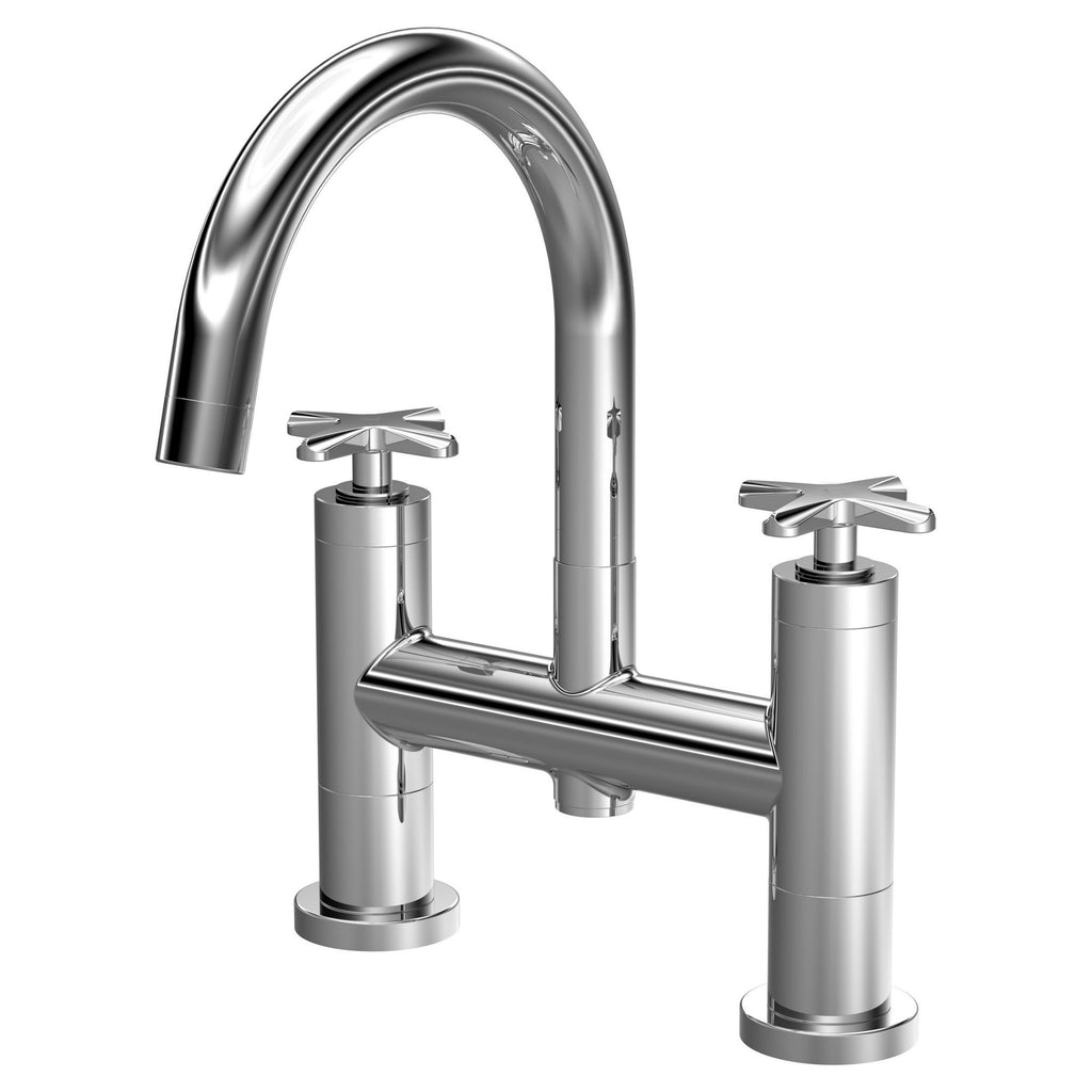 Kastis Contemporary Chrome Deck Mount Bath Filler 2 Tap Hole