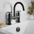 Kastis Contemporary Matt Black Deck Mount Bath Filler 2 Tap Hole