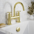 Kastis Contemporary Brushed Brass Deck Mount Bath Filler 2 Tap Hole