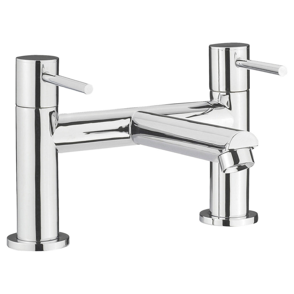 Duo Contemporary Chrome Deck Mounted Bath Filler 2 Tap Hole