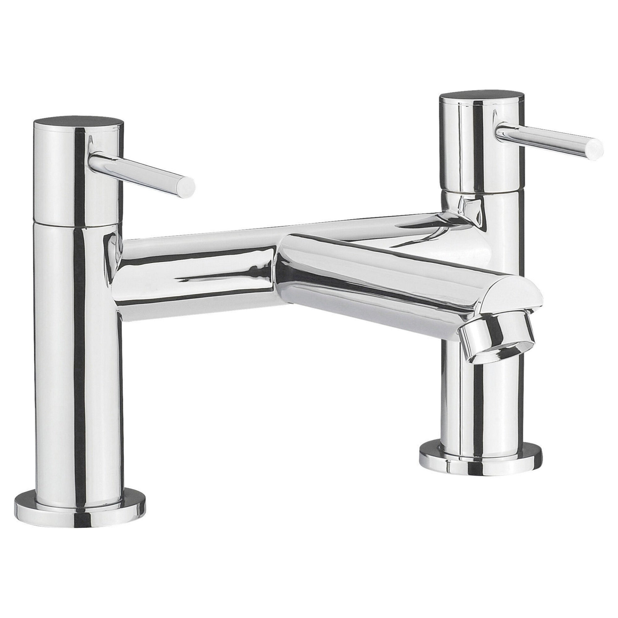 Duo Contemporary Chrome Deck Mounted Bath Filler 2 Tap Hole