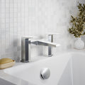 Stark Contemporary Chrome Bath Filler 2 Tap Hole Square Lever 136mm Spout
