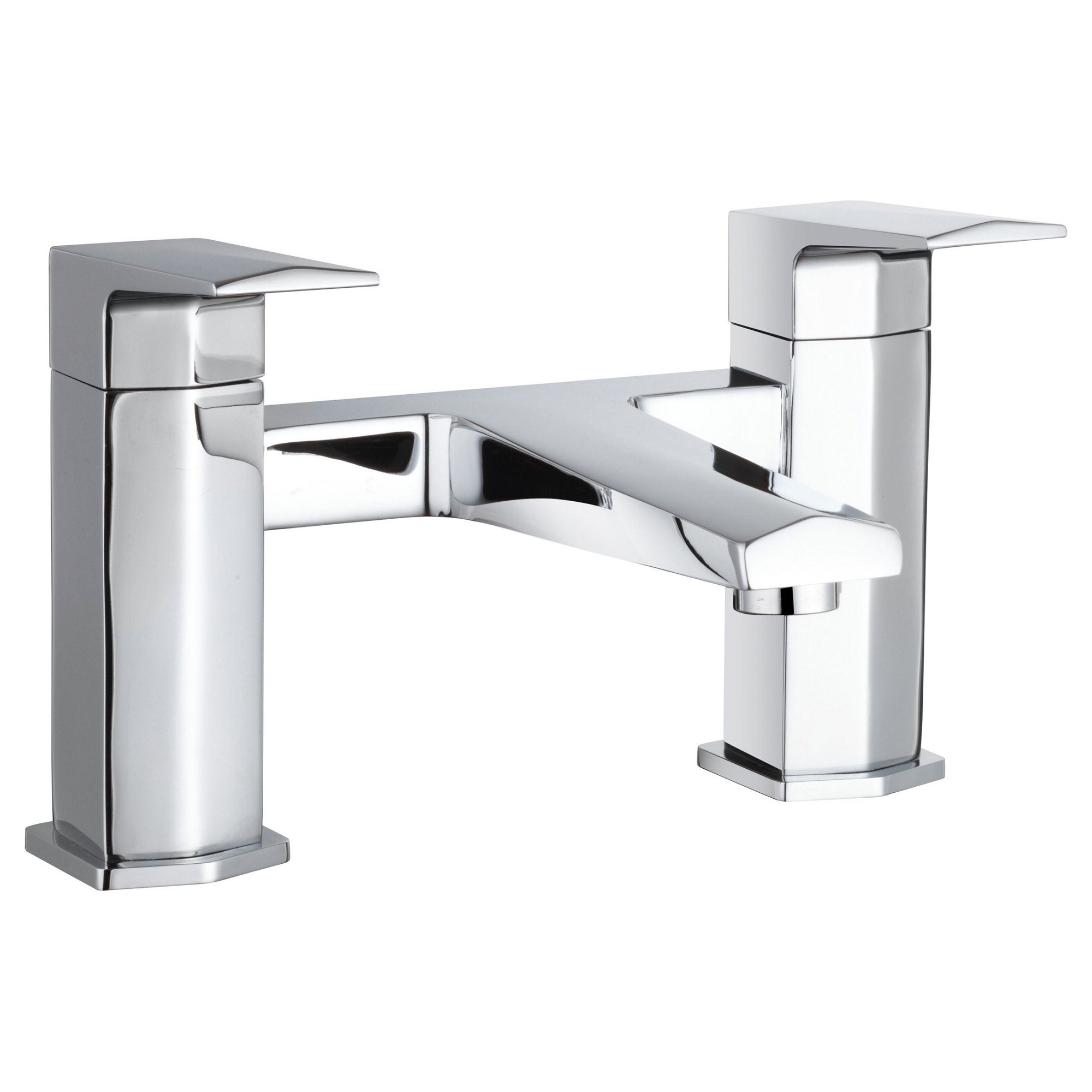 Stark Contemporary Chrome Bath Filler 2 Tap Hole Square Lever 136mm Spout